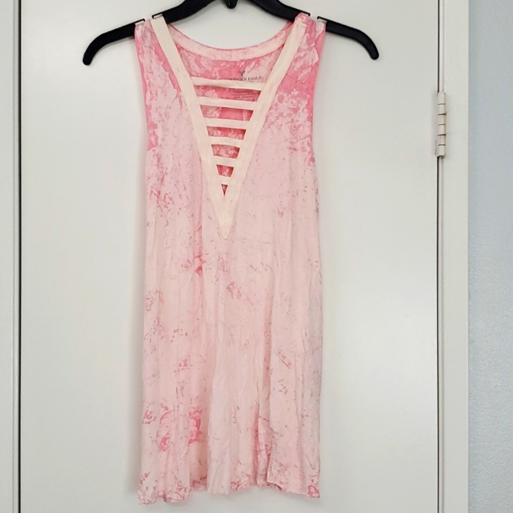 American Eagle XS pink/white tank top